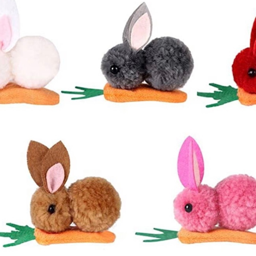 Plush Easter Bunny Rabbit Carrot Snap On Hair Clip Kid
